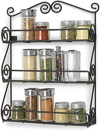 Spectrum Diversified Scroll Wall-Mounted Traditional Spice Rack Organizer for Cabinet & Kitchen, 3-Tier, Beauty & Nail Polish, 43710 - Image 4
