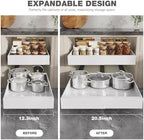 Seinloes 4 Pack Pull Out Cabinet Organizer 21" Deep,Full Extension 3 Slide Rails Slide Out Drawers With Raising Pad for Framed Cabinets,Expandable Width (12.3"-20.5"),No Drill Roll Out Shelves,White - Image 7