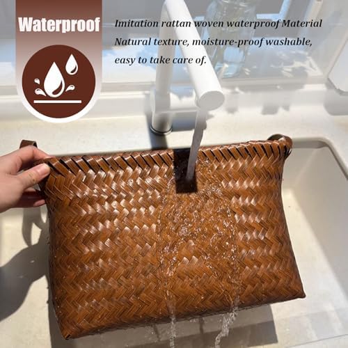 BROWNLILY Handwoven Clothes Basket Laundry Hampers Large Wicker Storage Baskets for Shelves Blankets Closet Storage Bins Car Bedroom Bathroom Organizers and Storage Bath (Pack of 10, Brown) - Image 6