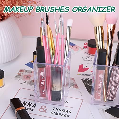 20Pack Clear Acrylic Pen Holder Desktop Pencil Organizer Acrylic Pencil Cup Stationery Office Organizer Makeup Brush Holder - Image 5