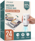 Fygrip Rechargeable Wireless Pump Vacuum Storage Bags, 24 Travel Combo by Fygrip
