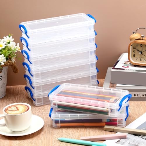 Gueevin 24 Pcs Pencil Box Clear Plastic Pencil Case, Blue - Image 4