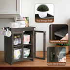 Ikee Design Wooden Storage Cabinet with Glass Door & Adjustable Shelves - Image 5
