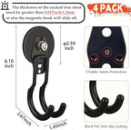ULIBERMAGNET New Upgraded Garage Magnetic Hooks, 4 Pack Black Heavy Duty Large J Hooks with Magnet, Black Strong Anti-Slip Coating Magnet Hooks for Garden Tools, Ropes,Drill,Metal Cabinet,Pegboard - Image 2