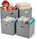 12x12 Gray Fabric Storage Cubes, 4 Pack – Foldable Linen-Look Cube Organizer Bins with Handles, Collapsible Cubby Baskets for Closet, Shelves, Nursery, Dorm Room & Kallax-Style Storage by ClutterMutter
