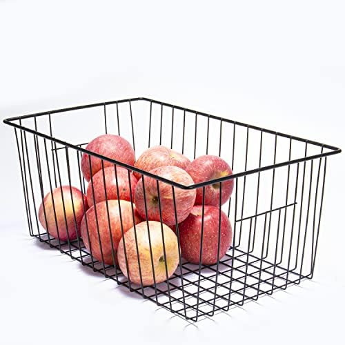 4 Pack Freezer Organizer Bins - Stand up Freezer Organizers for 16 Cu.Ft Upright Freezer, Easily Get Food Improve Air Circulation, Wire Storage Baskets, Black - Image 2