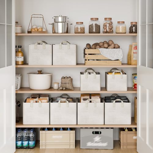 StorageWorks Linen Closet Organizers, Fabric Storage Bin, Beige, 2-Pack - Image 3