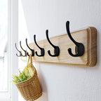 Dseap Coat Rack Wall: 24" Long, Patented, Heavy-Duty, 6-Double-Hooks Wooden Wall Mounted Coat Rack Coat Hanger Hook Rail for Winter Coats Hat Jacket Clothing, Light Brown - Image 2