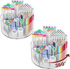 Absonic 500 PCS Acrylic Pencil Holder, 360 Rotating Clear Marker Organizer, Pen Crayon Marker Caddy Organizer for Desk, Desktop Storage and Organizer for Office School Art Supplies, 2 Pack by Absonic