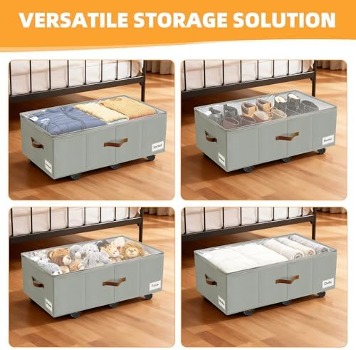 Under Bed Storage with Wheels, Dorm Room Organizer for Clothes Shoes Toys - Image 7