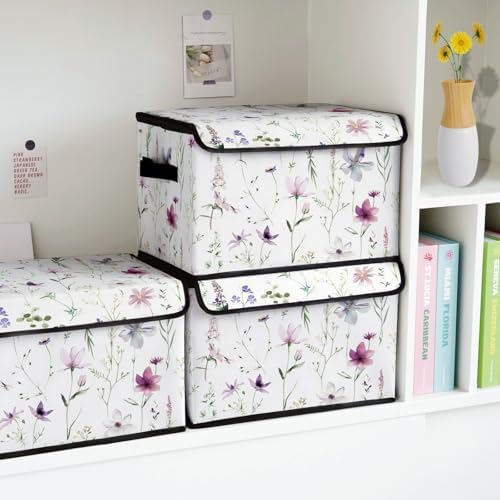 Stackable Storage Bins with Lids,Closet Organizers Fabric Box for Home and Office,Blanket Clothes Organizers,Under Bed Storage Containers 3 Pack - Image 4