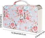 Vomgomfom 300 Slots Marker Case 4-Layer PU Leather, Handle, Gray Rose - Image 2