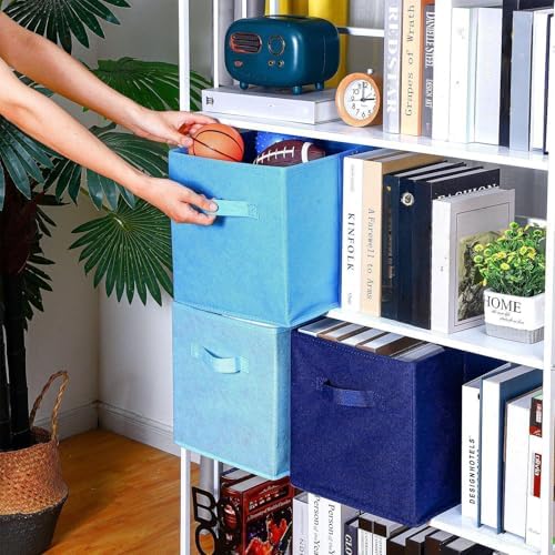 Karenhi 6 Pack Cube Storage Bins, Blue Fabric Organizer - Image 3