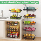 SAYZH 5-Tier Fruit Basket Stand with Vegetable Baskets for Kitchen, Black - Image 4
