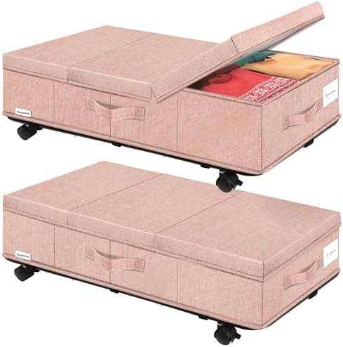 Supowin Under Bed Storage with Wheels, 2Pack Rolling Underbed Storage by Supowin
