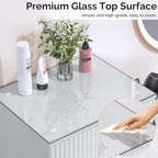 OmySalon Salon Station, Barber Station for Stylist, Hair Storage Cabinet with Glass Top & 4 Drawers & 3 Heat Resistant Tool Holders, For Beauty Spa, Salon, White - Image 4