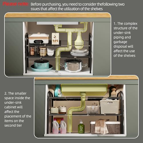 Under Sink Organizers and Storage,Expandable under cabinet organizer Shelf - Image 2