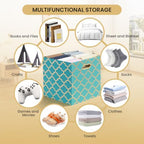 Posprica 11x11x11 Storage Cube Bins, Collapsible Storage Bins Fabric Storage Cubes Organizer Baskets Box Drawers for Shelves, Closet, Wardrobe, Bookshelf, Cabinet, Sky Blue/Gold Lantern, 4 Pack - Image 5