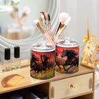Horse Riders in The Sunset 4 Pack Clear Plastic Qtip Holder Dispenser Set,Bathroom Storage Canister for Cotton Swabs, Balls, Dental Floss,Pads,Organize with Apothecary Jars - Image 6