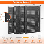 ENJOYWOOD Metal Pegboard 4 PCS 24"×16" Wall Organizer Kit Storage Panels - Image 2
