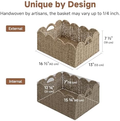 StorageWorks Scalloped Seagrass Baskets, Large Scalloped Basket for Nursery - Image 3