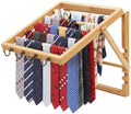Wooden Tie Rack Wall Mounted - Scarf Organizer Holds 50 Ties with 4 Belt Hooks, Easy Installation, Design for Men and Women Closet by Unknown