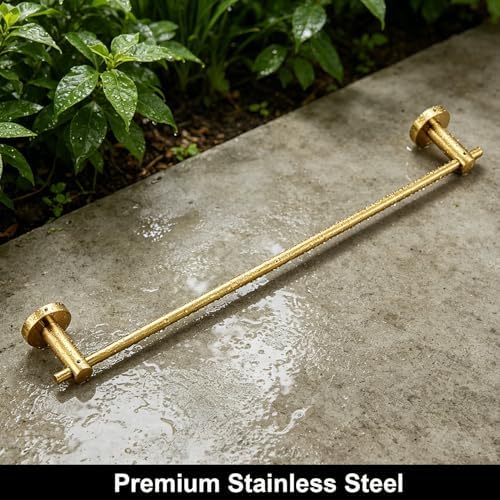 NEWRAIN Pot Rack Wall Mounted, 21 inch Hanging Pot and Pan Hanger, Stainless Steel Kitchen Rail Coffee Mug Rack with 10 S Hooks,Brushed Gold - Image 5