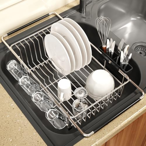 MAJALiS Expandable Dish Drying Rack Over Sink with Anti-Slip Grip by MAJALiS