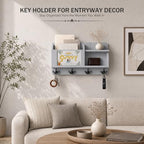 Rebee Vision Key Holder Wall Mount with Mail Organizer for Entryway, Gray - Image 5