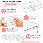 24 Pcs Clear Adjustable Drawer Organizer, 3-Size Expandable Desk Drawer Organizer Box, Acrylic Storage Bins for Makeup, Cosmetic, Kitchen Utensils, Bedroom Dressers Tool Organizer for Gadgets (24) - Image 4