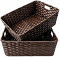 Onlytak Large 2-Pack Plastic Wicker Storage Baskets, 17"x13"x5.5", Brown by onlytak