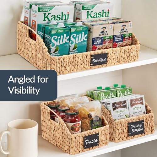 Best Choice Products Water Hyacinth Pantry Storage Baskets, Wicker Baskets w/Built-in Handles, Handwoven Shelf Baskets for Organizing, Pantry Organizers and Storage, 3-Pack - Natural - Image 5