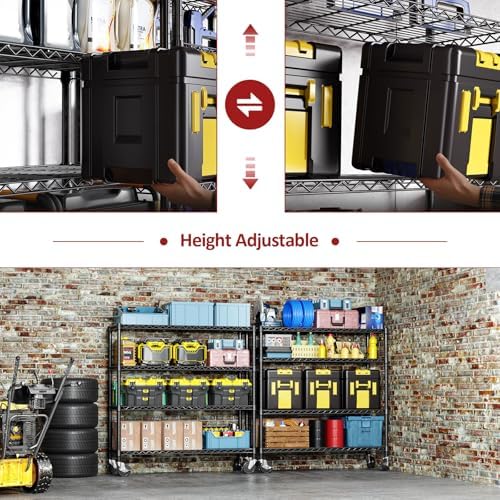 IZEUK 4-Tier Adjustable Heavy Duty Metal Storage Shelving Unit, Wide Utility Rack Organizer for Garage, Kitchen, Office, Basement, Warehouse (Black, 15.7" D x 33.5" W x 70.5" H) - Image 5