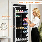 KEEPJOY 20-30 Pairs Over the Door Shoe Organizer, Mesh Hanging Shoe Rack for Door Storage with 20 Wide Deep Pockets,10-Tier Black Door Shoe Holder Fits Sneakers, Boots. - Image 2