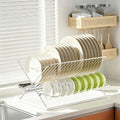 Stainless Steel Foldable Dish Drying Rack, 3 Tier Large Capacity Collapsible Folding Dish Drainer with Drainboard for Kitchen Counter (Upgraded) by TABABAO