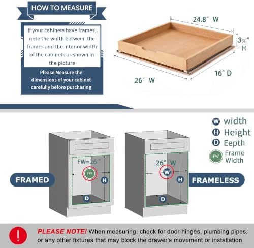 Pull Out Cabinet Drawers - 9x2 Size Options (10-29'W,18-21'D), Pre-Assembled with Soft Close Slides, Solid Beechwood, Easy Installation(DRAWER-26x16) - Image 2