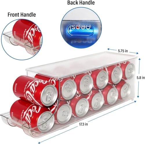 Soda Can Organizer with Lids, Stackable Soda Can Dispenser for Refrigerator, Clear Can Holder Organization and Storage Bins for Fridge, Kitchen, Countertop, Drink Pantry Organizers, Holds 12 Cans Each - Image 3