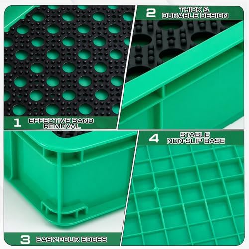 Cinnvoice Tennis Court Shoe Cleaning Tray with Brush Mat, Clay & Sand Removal for Courts, Sports Facilities, Entryway Boot Cleaner, 24 x 16.5 x 3.7 Inches - Image 3