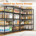 Homdox 5-Tier Adjustable Metal Storage Shelves, Space-Saving Corner Rack for Kitchen, Pantry, Office, Garage, Books & Plants, 18"x72"x72", Black - Image 4
