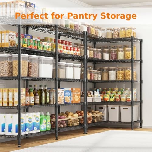 Homdox 5-Tier Adjustable Metal Storage Shelves, Space-Saving Corner Rack for Kitchen, Pantry, Office, Garage, Books & Plants, 18"x72"x72", Black - Image 4