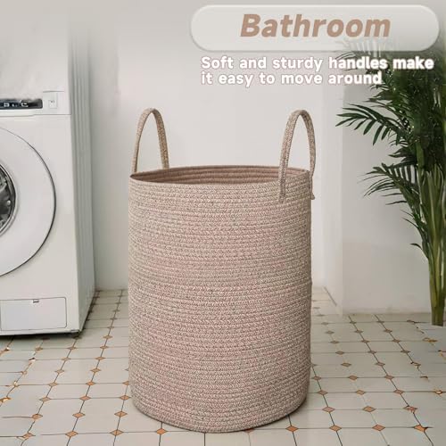 JMvicyroam 80L Cotton Rope Laundry Basket Hamper, Oatmeal - Image 5