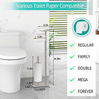FEILERN Toilet Paper Holder Stand for Bathroom Floor Standing Toilet Roll Dispenser Storages 4 Reserve Rolls, with Top Storage Shelf for Cell Phones, Wipe, Wallet and More(Brush Nickel) - Image 5