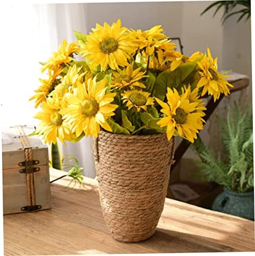 Large Seagrass Woven Basket for Plant Display Tall Pot Handle Multi-Purpose Desktop Planter for Home Decor - Image 2