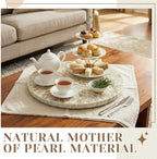 16 Inch Mother of Pearl Lazy Susan for Table Top, White Boho - Image 4