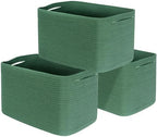 MINTWOOD Design 3-Pack Decorative Woven Storage Baskets for Shelves, Cube Bin Box for Organizing Books, Shoes, Dog Toys, Pantry Closet and Living Room Organizer, Forest Green by MINTWOODDesign