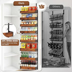 Over The Door Pantry Organizer, 8 Tier Spice Rack with Adjustable Wooden Basket, 2 IN 1 Wall Mount or Hanging Seasoning Organizer, Heavy-Duty Pantry Door Storage Shelf for Kitchen, Laundry Room - Image 6