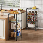 Golpart Small Shelves Storage Wire Metal Adjustable Shelf Unit with Wheels - Image 2