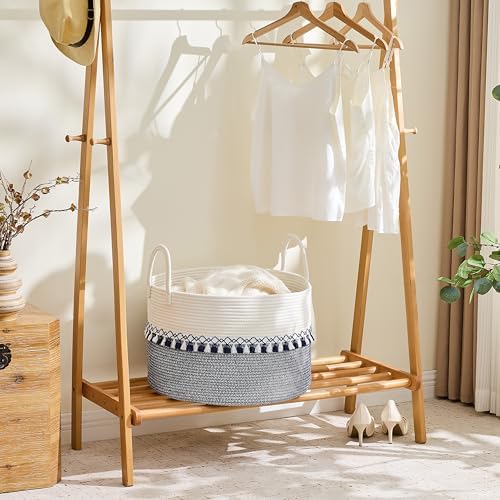 KAKAMAY Large Blanket Basket with Handles, Storage Basket for Living Room - Image 5
