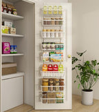 Mefirt White 12 Inch Wide Narrow Over The Door Pantry Organizer by Mefirt