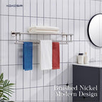 KOKOSIRI Towel Shelf with Double Towel Bars 32 Inches Bathroom Towel Rack Bath Towel Holder Wall Mounted Stainless Steel, Brushed Nickel, B6005BR-L32 - Image 6